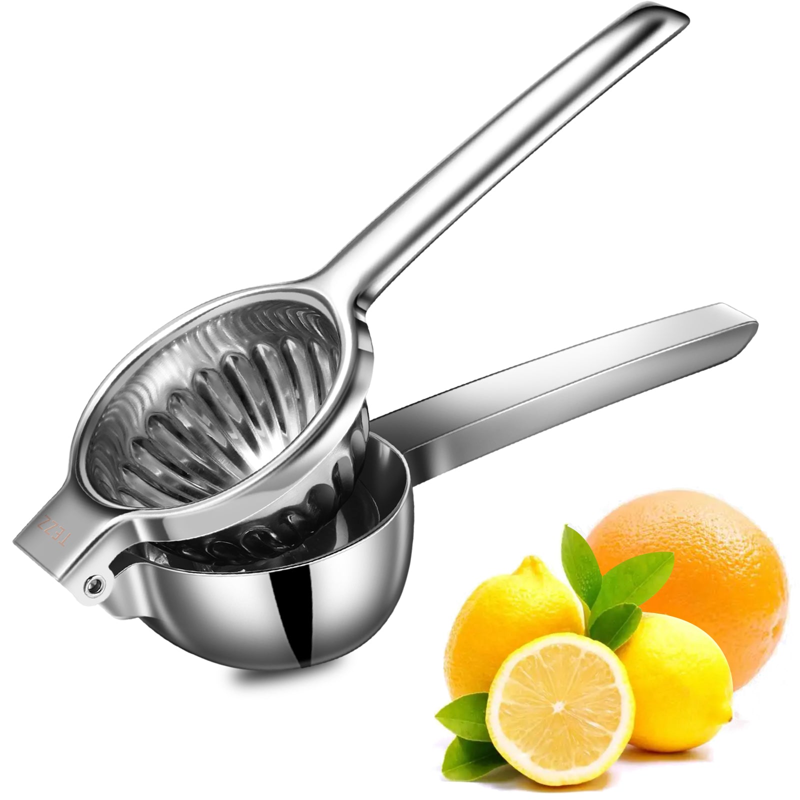 Tezz Upgrated Extra Large Lemon Squeezer, Heavy Duty Handhelp Orange Juicer with 3.47'' extra big Filter Bowl, Stainless Steel Hand Press Citrus Juicer, Lime Squeezer Bar Tool, Manual Citrus Press