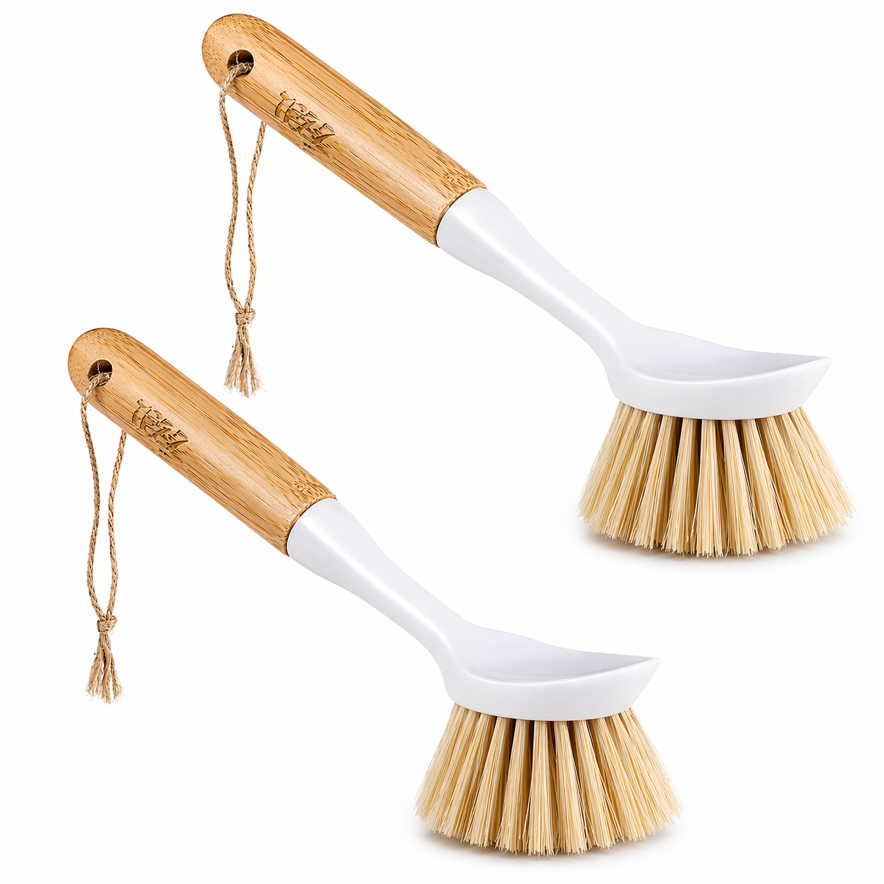 Tezz Kitchen Dish & Cast Iron Brush with Scraper, [2 Pack] Skillet Scrub Cleaner with Handle, Kitchen Cleaning Scrubber for Dishes, Pots, Cast Iron Skillet, Non-Stick Frying Pans, Sinks and House Cleaning