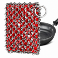 TEZZ Cast Iron Scrubber, Skillet Chainmail Scrubber for Cast Iron Pan - Chain Mail Scrubber Cast Iron Sponge - Metal Scrubber Cast Iron Skillet Cleaner, Wok, Frying Pans, Dutch Oven Cleaning Scrubber