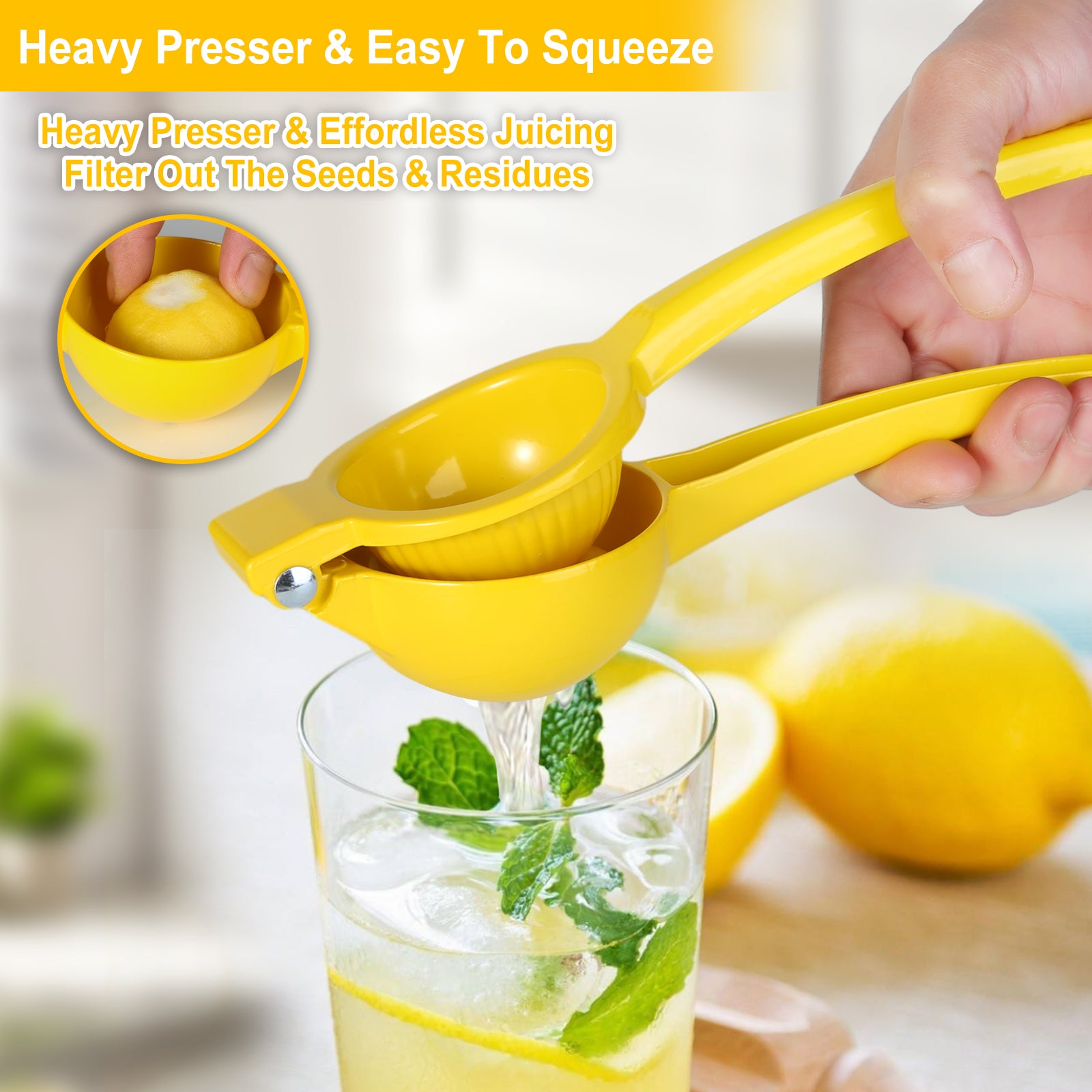 TEZZ Lemon Squeezer, Premium Large Heavy Duty Handhelp Juicer for Lemon, Metal Hand Press Citrus Juicer, Lime Squeezer Bar Tool, Manual Citrus Press