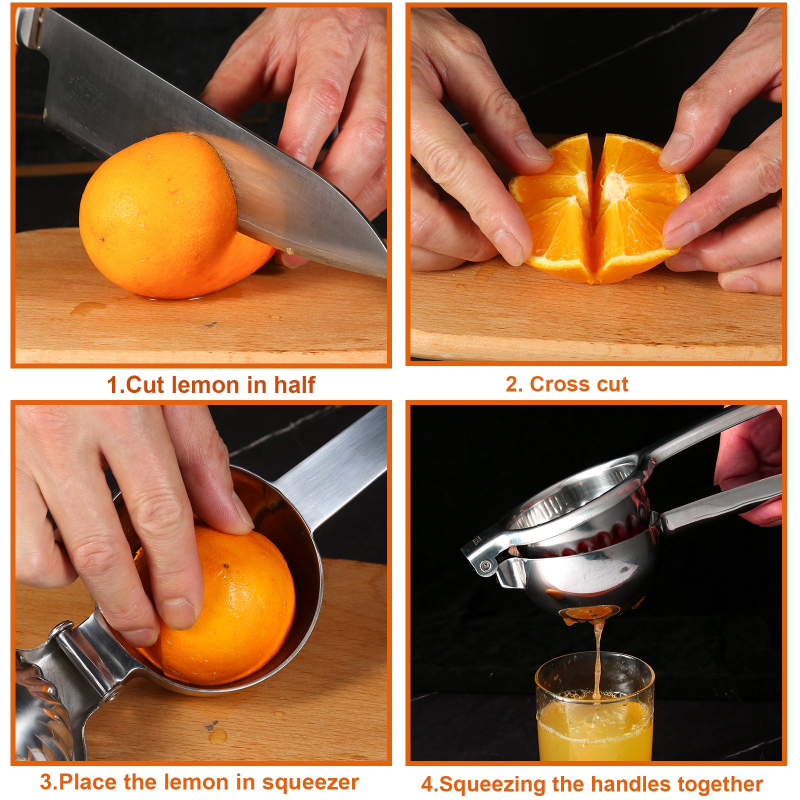Tezz Upgrated Extra Large Lemon Squeezer, Heavy Duty Handhelp Orange Juicer with 3.47'' extra big Filter Bowl, Stainless Steel Hand Press Citrus Juicer, Lime Squeezer Bar Tool, Manual Citrus Press